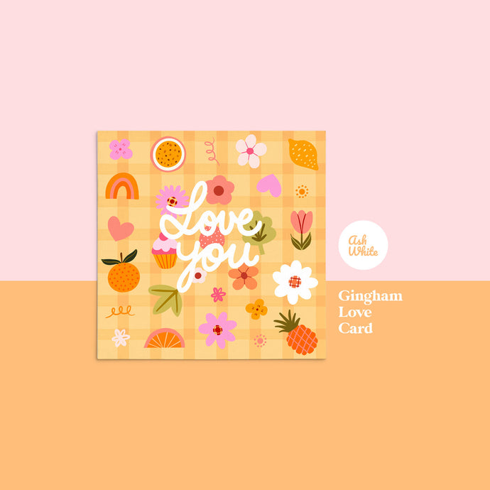LOVE YOU FLOWER GINGHAM CARD